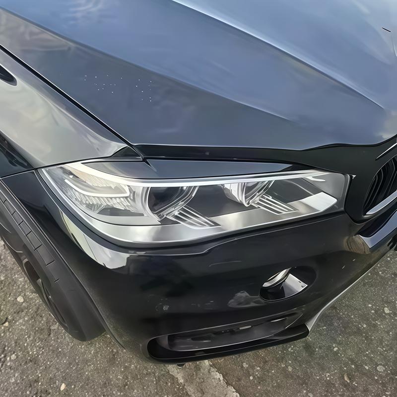 Per BMW X5 X6 F15 F16 2014 2015 2016 2017 2018 Adesivi 3D Sopracciglia Palpebre Fari Anteriori Auto in ABS di Alta Qualità Nero Lucido