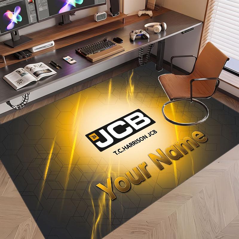 Custom Rug JCB Pattern Print Name Text Soft Non‑Slip Floor Carpet for Home Indoor Decoration