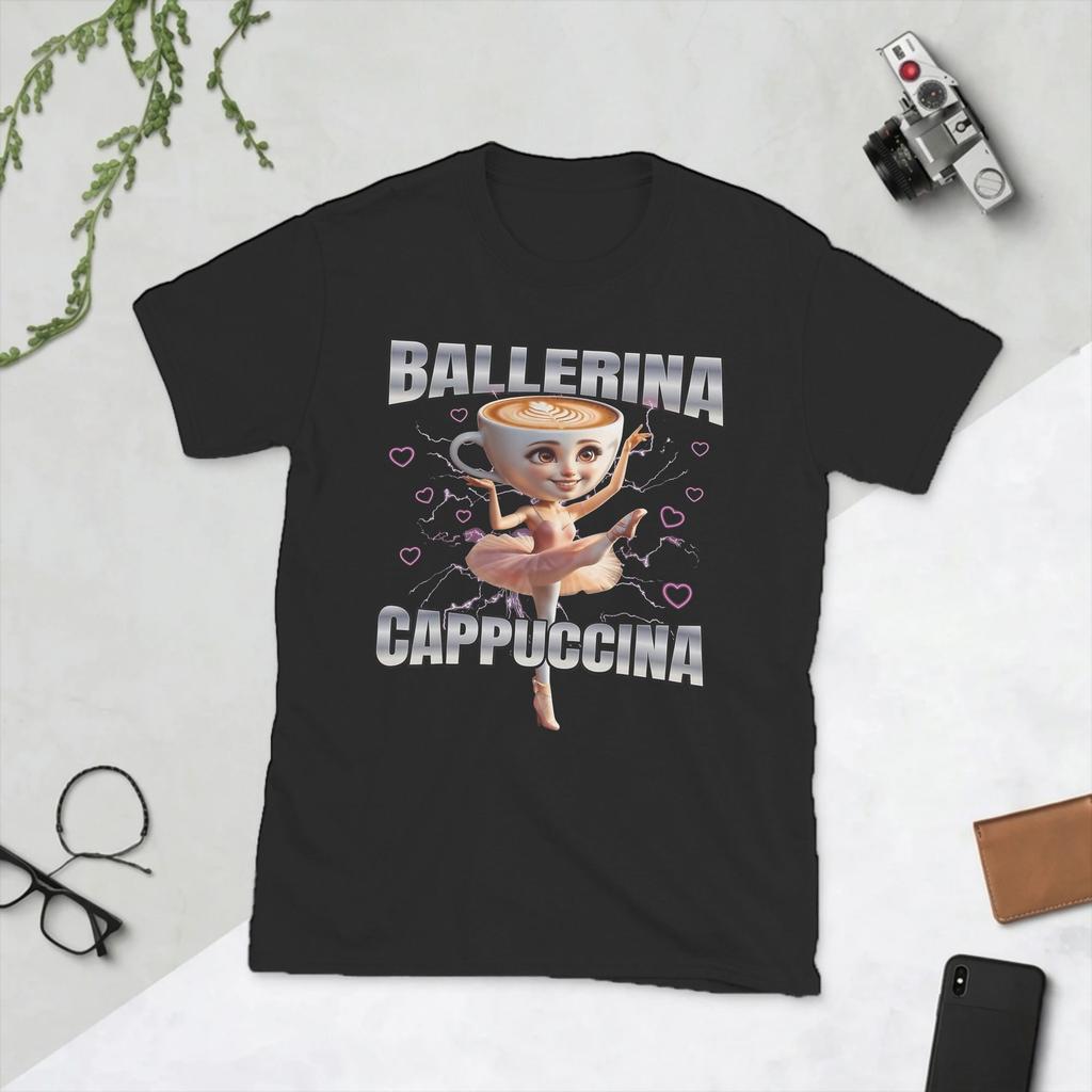 Unisexs Ballerina Puccino Funny Meme Italian Brainrot T Shirt Cotton Clothes Vintage Short Sleeve Crew Neck Tee Shirt TShirts