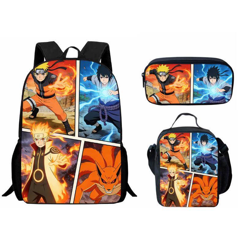 Bedrucktes Dreiteiliges Schüler-Schulranzen-Set, Cartoon-Rucksack, Brottasche, Federmäppchen