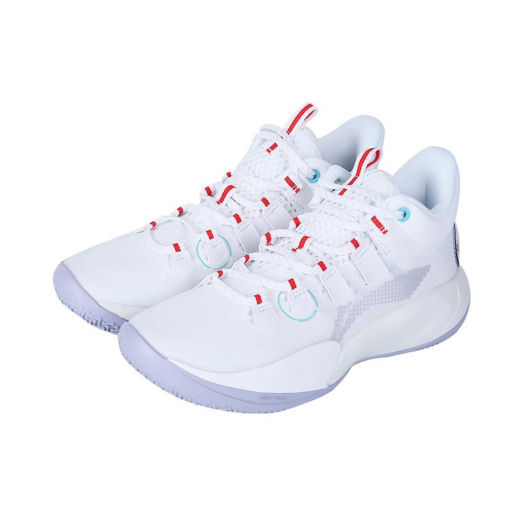 New LiNing SONIC 9 Low Slip Resistant Cushioning Abrasion Resistant Mid Top Performance Basketball Shoes White Teenagers ABPR053-5