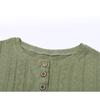 Spring and Autumn Women's Knit Blouse Round Neck Casual Top Green Button Tee Jacquard Long Sleeve Blouse