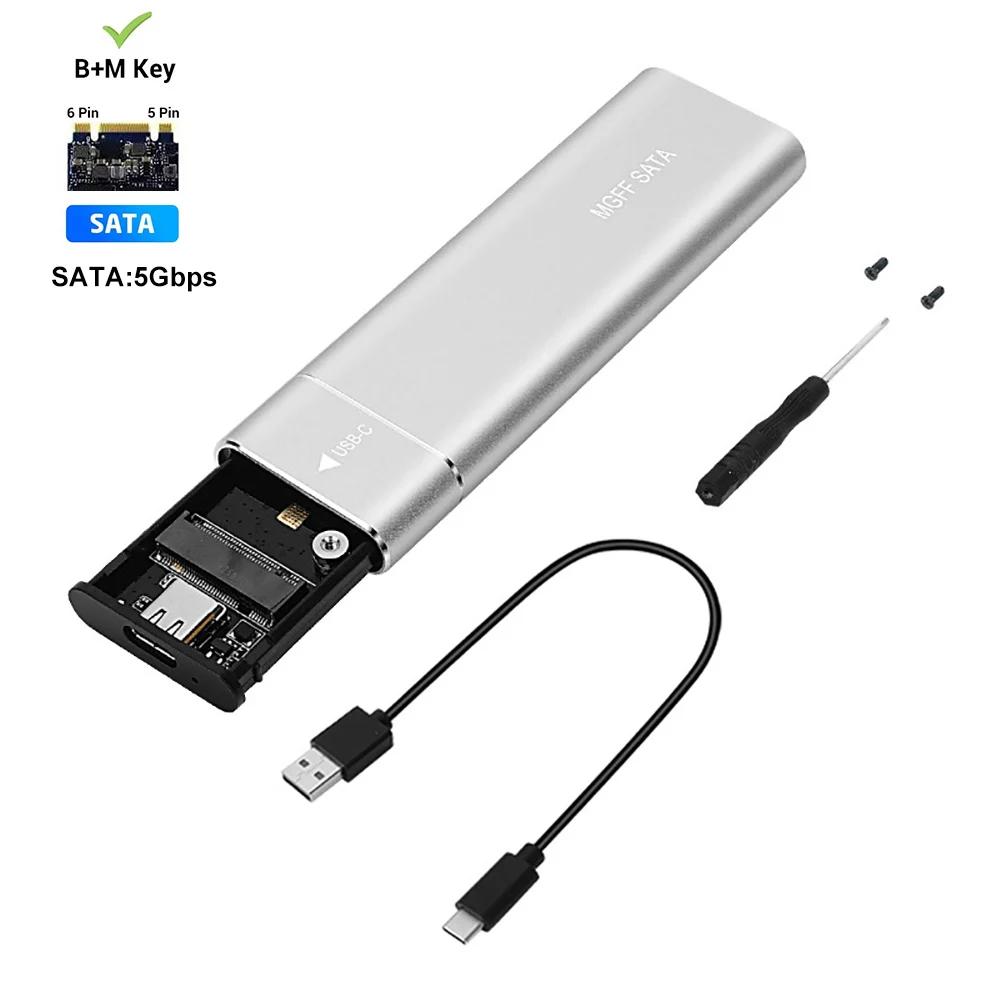 

M2 SSD Case Dual Protocol NVMe SATA SSD Enclosure Adapter 10Gbps USB 3.1 Type C External M.2 Enclosure Supports M Keys B&M Keys Only SATA Silver