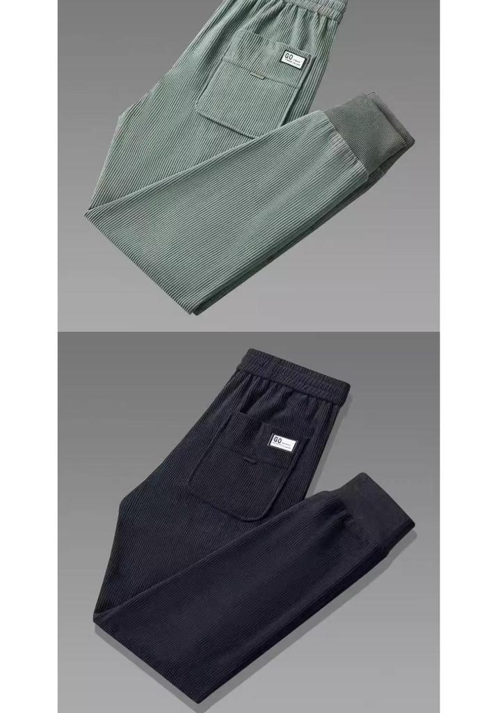 Men's Autumn Trend Corduroy & Velvet Tapered Pants - Versatile, Loose-Fit, Hong Kong Style Casual