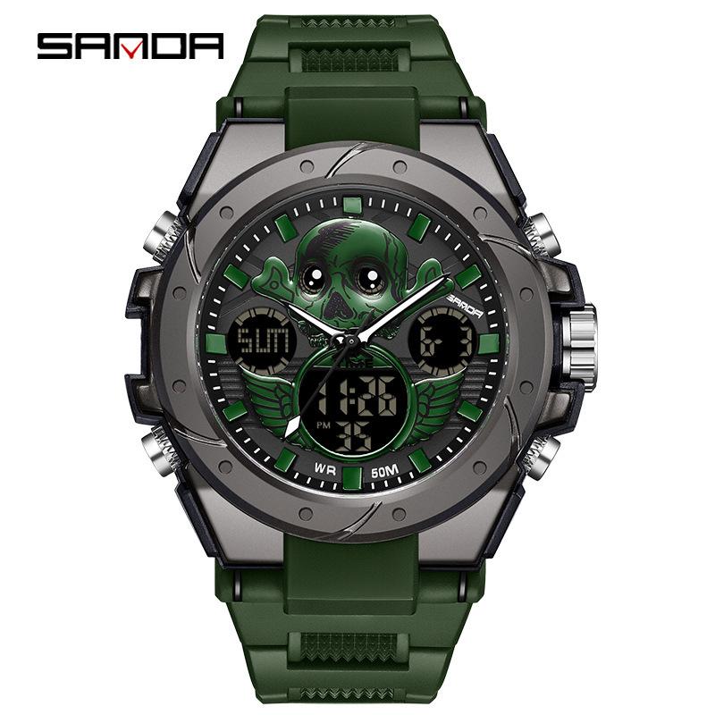 Sanda Watch New Lighting Male School Fashion Trend Digital Electronic Watch Multifunctional Waterproof And Shockproof Men'S Watch