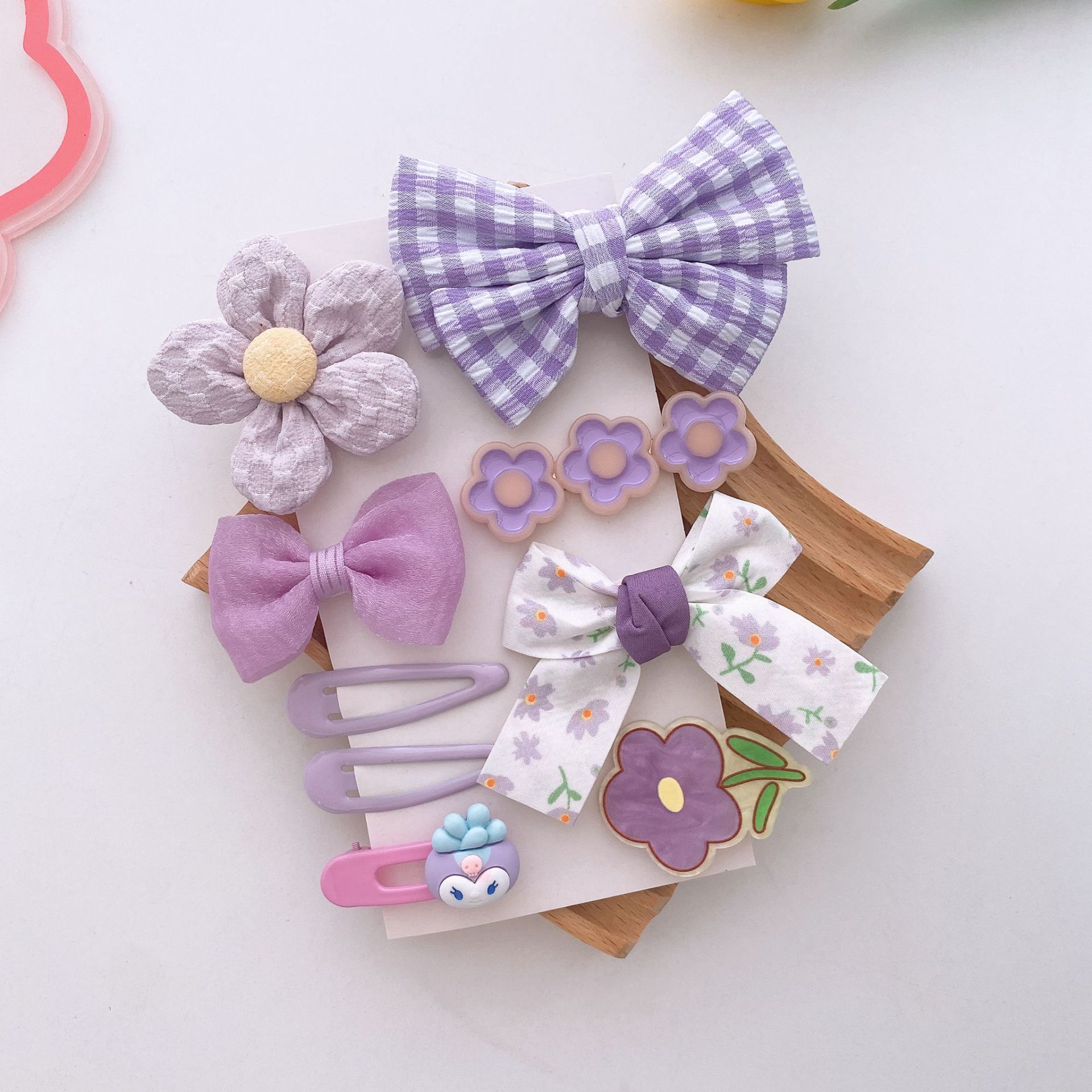 

8/9 шт. комплект милые корейские заколки для маленьких девочек большой решетчатый бант с цветочным принтом Kawaii мультфильм принцесса заколка для волос аксессуары для волос для маленьких девочек