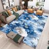 Blue White Peony Flower Pattern Living Room Rug Non Slip Large Carpet with Light Blue Background for Modern Home Decor Floor Mat