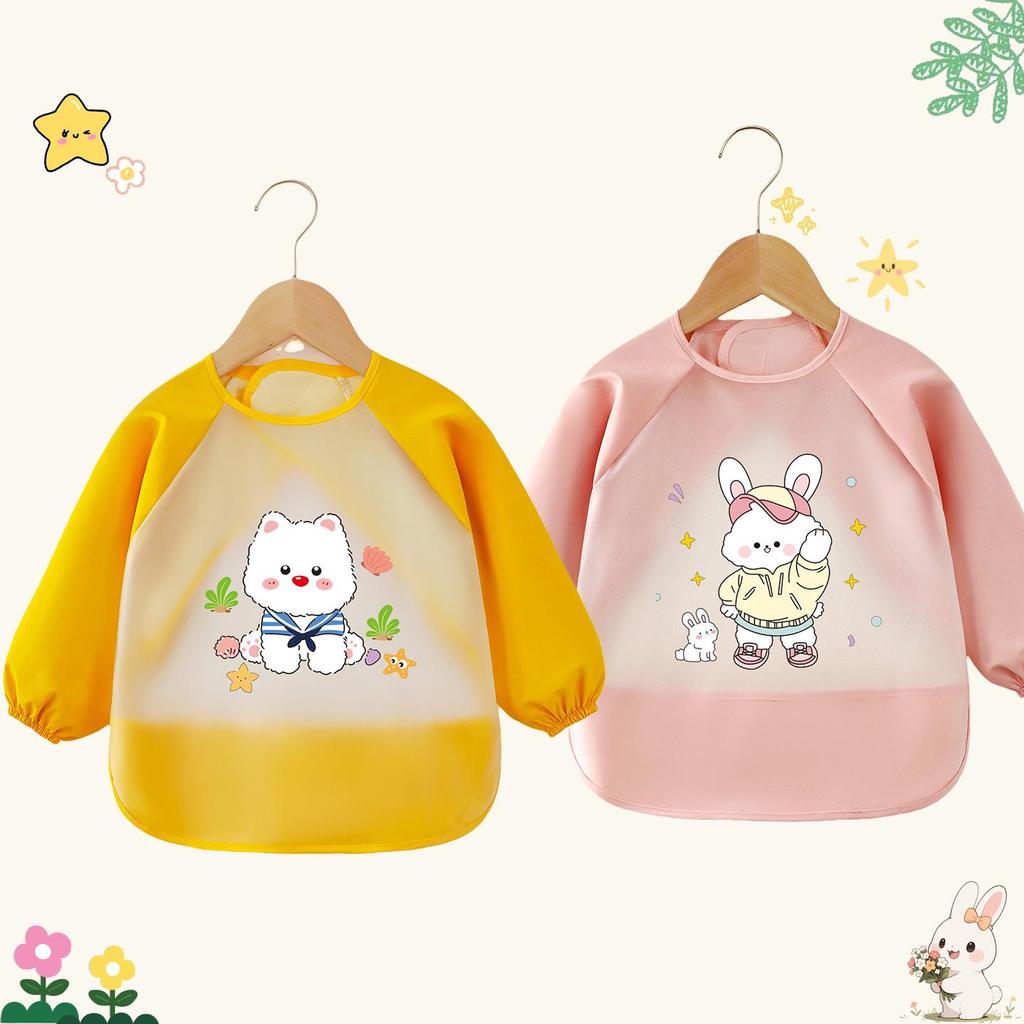 Wasser- und fleckenabweisendes, wendbares Langarm-Baby-Lätzchen zum Essen.