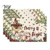Linen Placemat Set 4Pcs Christmas Set, Cartoon Snowman Gingerbread Gnome Table Heat Insulation Pads Mat, Resistant Place Mat for Holiday Party