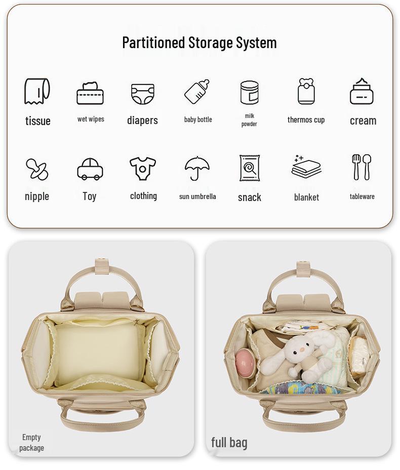 Lightweight Multifunctional Mommy Backpack: Large Capacity Baby Supplies & Storage Bag