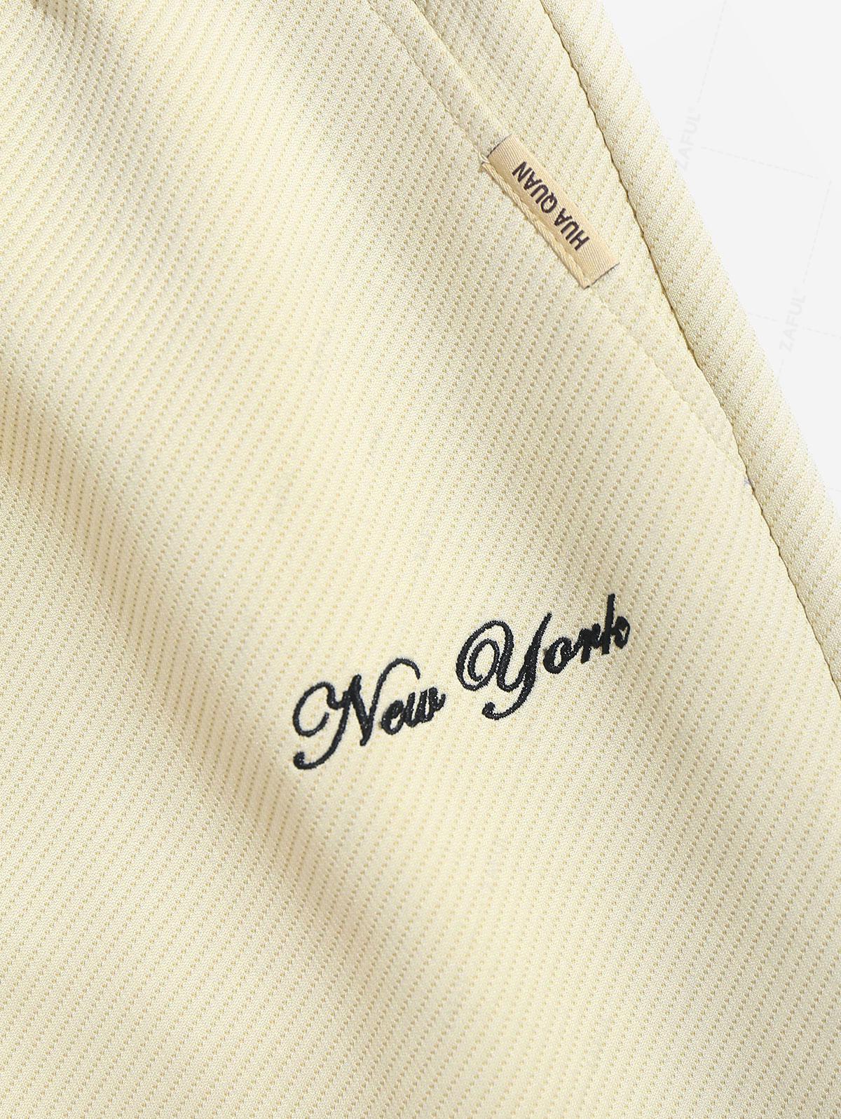 ZAFUL Мужские повседневные брюки из твила с вышивкой New York Letter XXL света кофе — фото 6