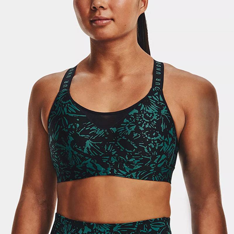 Under Armour Infinity All Over Print High Intensity Training Sports Bra Women Underwear Green 1369026-002