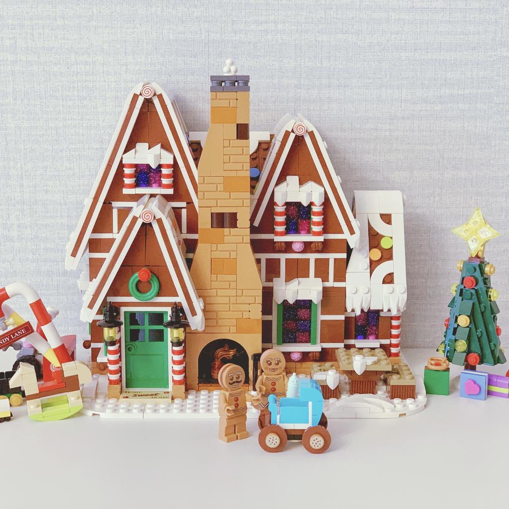 Der Weihnachtsmann kommt Lebkuchenhaus Bausteine Gebäude Modell Kinder Puzzle Spielzeug Geschenk