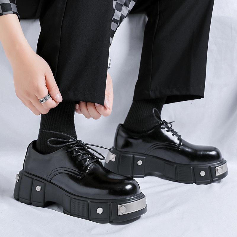 Height-increasing metal rivets heavy industry tide shoes 2024 new spring and autumn ins European and American iron element big head shoes 22988-R