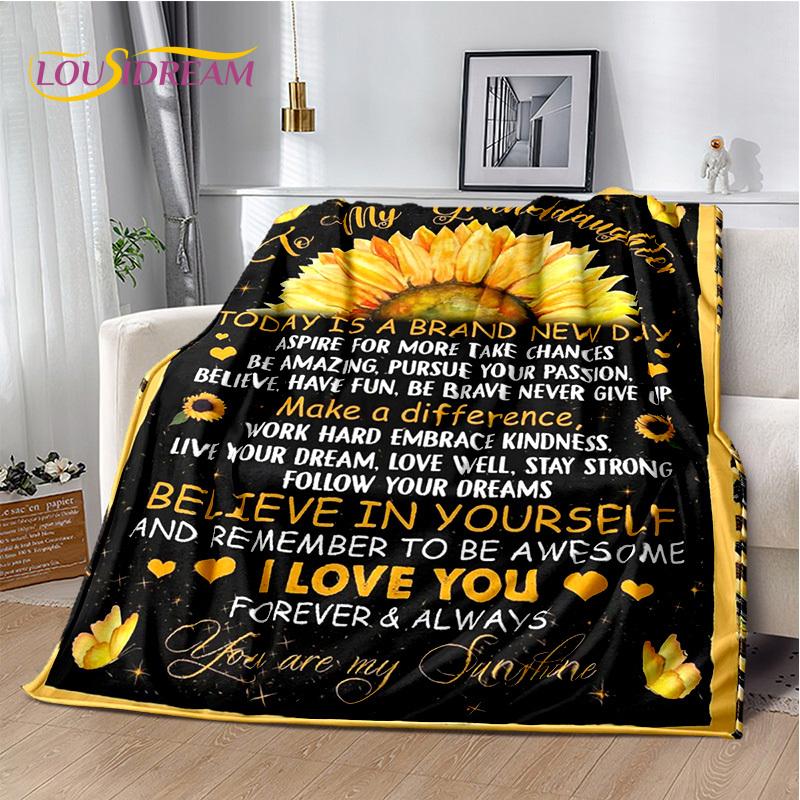 To My Daughter Son Grandedaughter Letter Christmas Present New Year Blanket,Soft Throw Blanket for Home Bedroom Bed Sofa Cover