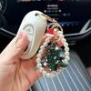 Yogodlns Exquisite Full Diamond Christmas Tree Keychain Pearl Wristbands Colorful Christmas Tree Keychain Car Keyring Bags Decor Party