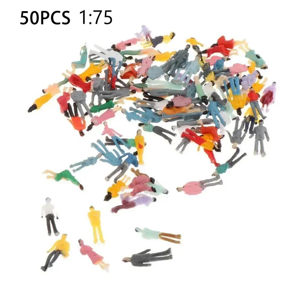 New 50Pcs Miniature Figures Model 1:75 Scale Figures Resin Diorama Railway Train Painted Figures Model DIY Craft Toys For Kids