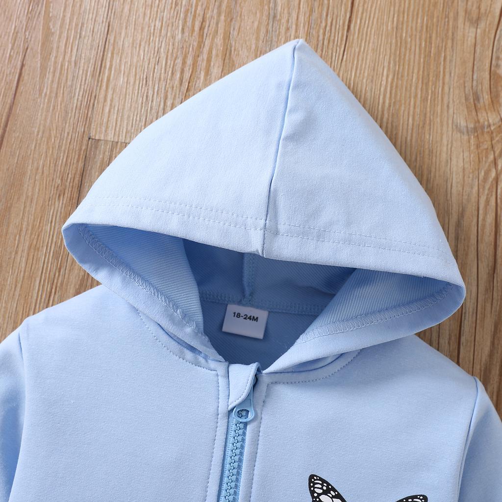 Giacca con Cappuccio Primavera Autunno da Ragazza Manica Lunga con Stampa Farfalle Zip Up Felpa con Cappuccio Cappotto