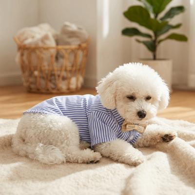 Striped Pattern Pet Clothes Thin Lightweight Canine Apparel Small Breed Dog Shirt  Home Leisure