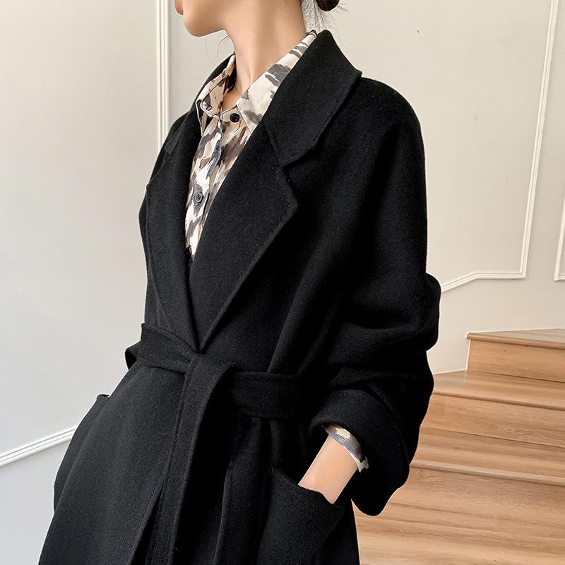 

Пальто зимнее средней длины двустороннее из 100% шерсти верблюжьего цвета в корейском стиле - 2024 M