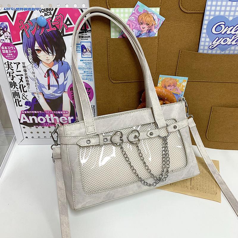 Transparent bar bag, small food, pu shoulder underarm bag, two-dimensional peripheral portable messenger bag.