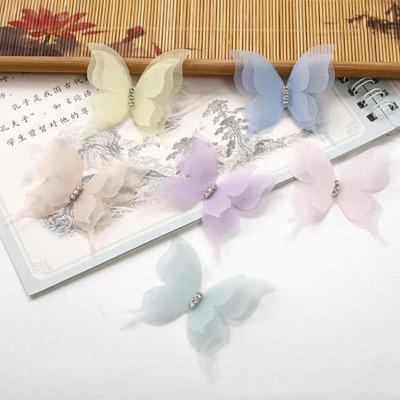 20 stuks Kleurverloop Organza Stof Vlinder Applicaties 3D Dromerige Chiffon Vlinder Transparant 5CM DIY Naaien Knutselen Decoratie