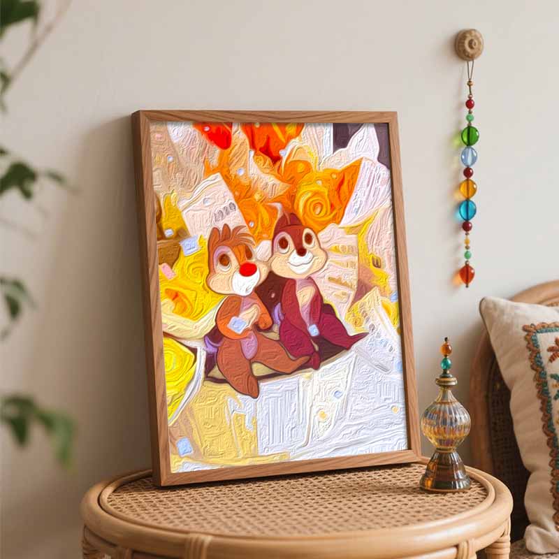 Disney Chip and Dale digital oil painting art handmade diy gift home decoration