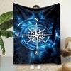 Vintage Compass Design Flannel Blanket - Cozy and Warm, Great for Bed, Travel, Sofa, Camping and Office Decoration, Christmas