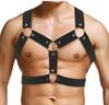 HUIRUMM Body Chest Harness Belt for Men, Leather Body Harness, Shoulder Strap, Lingerie Costume, Adjustable Size, Black (B)