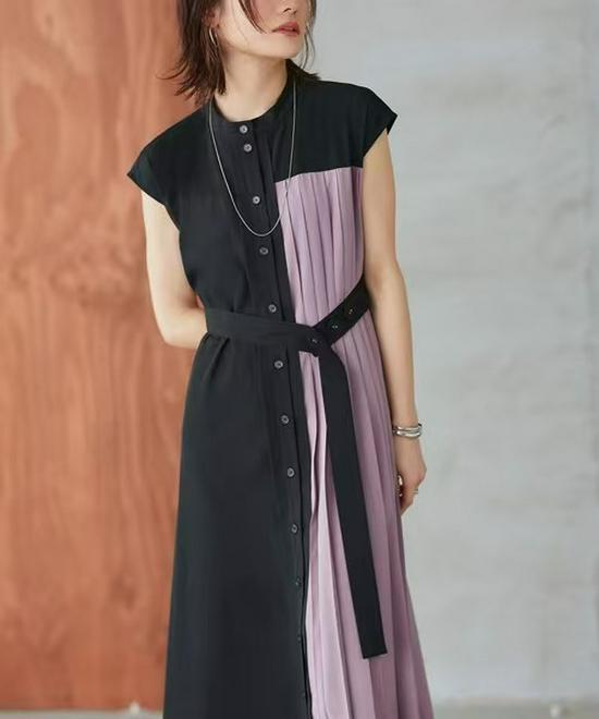 Korean-Style Temperament Pleated Dress - 2025 Short-Sleeved Edition
