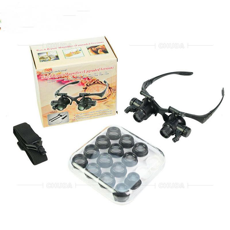 

Head Mounted Magnifier with Led Light Magnifying Glass for Close Work Electronic Jewelry Watch Repair чорний