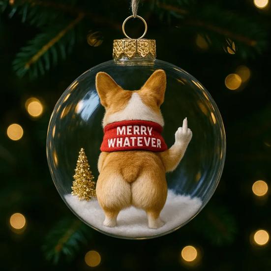 Funny Dog Christmas Ornament Cute Mischievous Dog Decor with Playful Expressions Festive Gag Gift for Pet Lovers