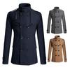 Men Coat Solid Color Double-breasted Formal Business Winter Jacket for Daily Wear
