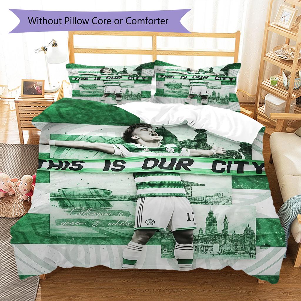 Juego de Funda Nórdica y Colcha del Celtic Football Club Funda de Colcha Funda de Almohada Decoración del Hogar Regalo de Cumpleaños (1 * funda nórdica + 2 * fundas de almohada, sin núcleo)