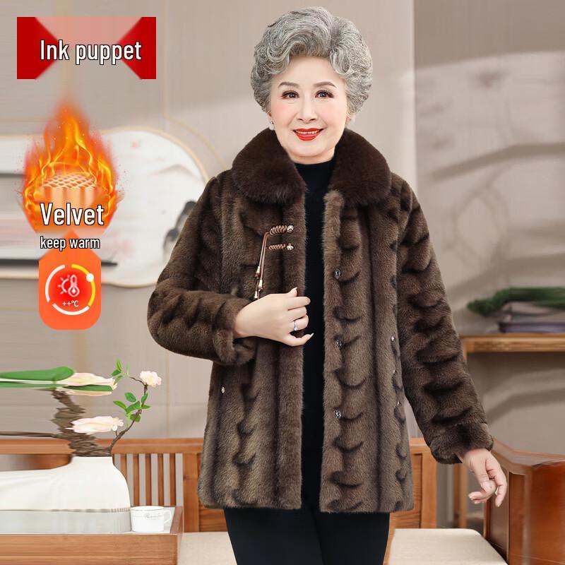 

Women s Plus Velvet Warm Winter Cotton Jacket for Elderly 3XL