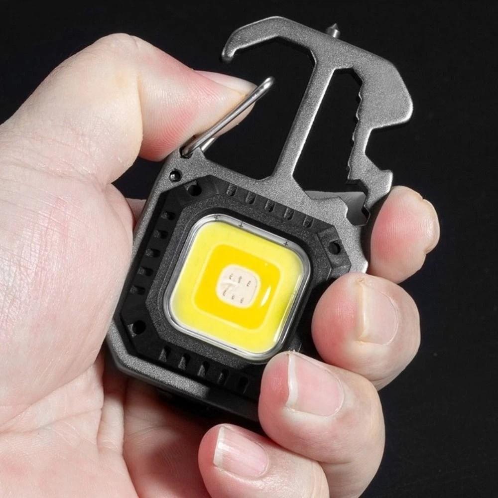 USB Rechargeable COB Keychain Work Light Magnetic Camping Emergency Light  Outdoor