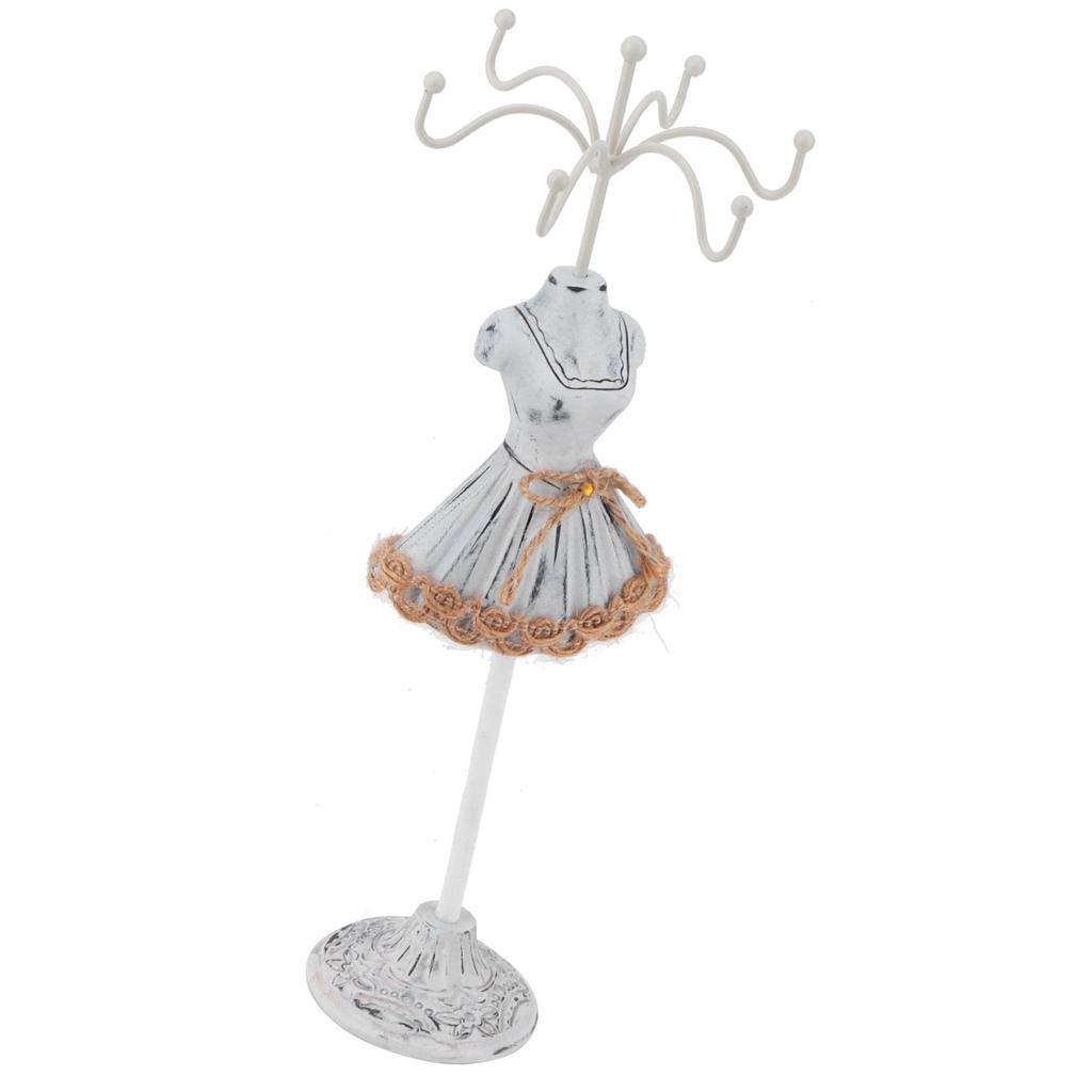 Jewelry Holder Display Necklace Earrings Storage Polyresin Doll Stand with Detachable BracketGrey 3