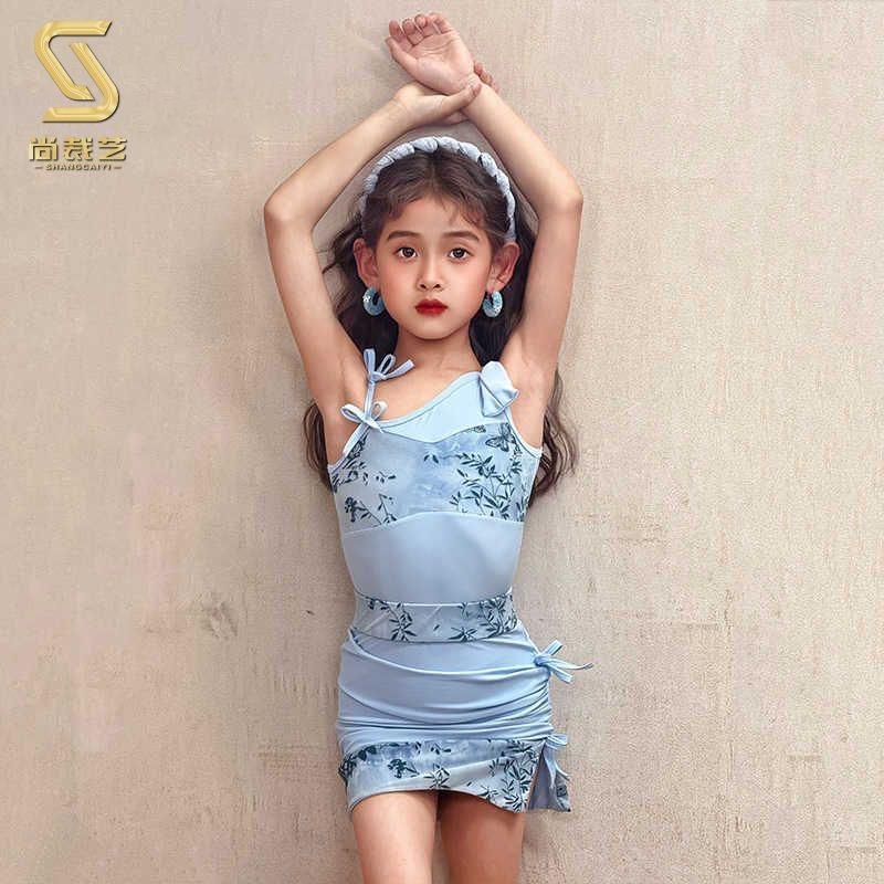 

Latin Dance Skirt Blue Latin American Dances Dresses Dancewear Women Stage Costume Latin Dance Practice Clothes Sexy High End 180 синій