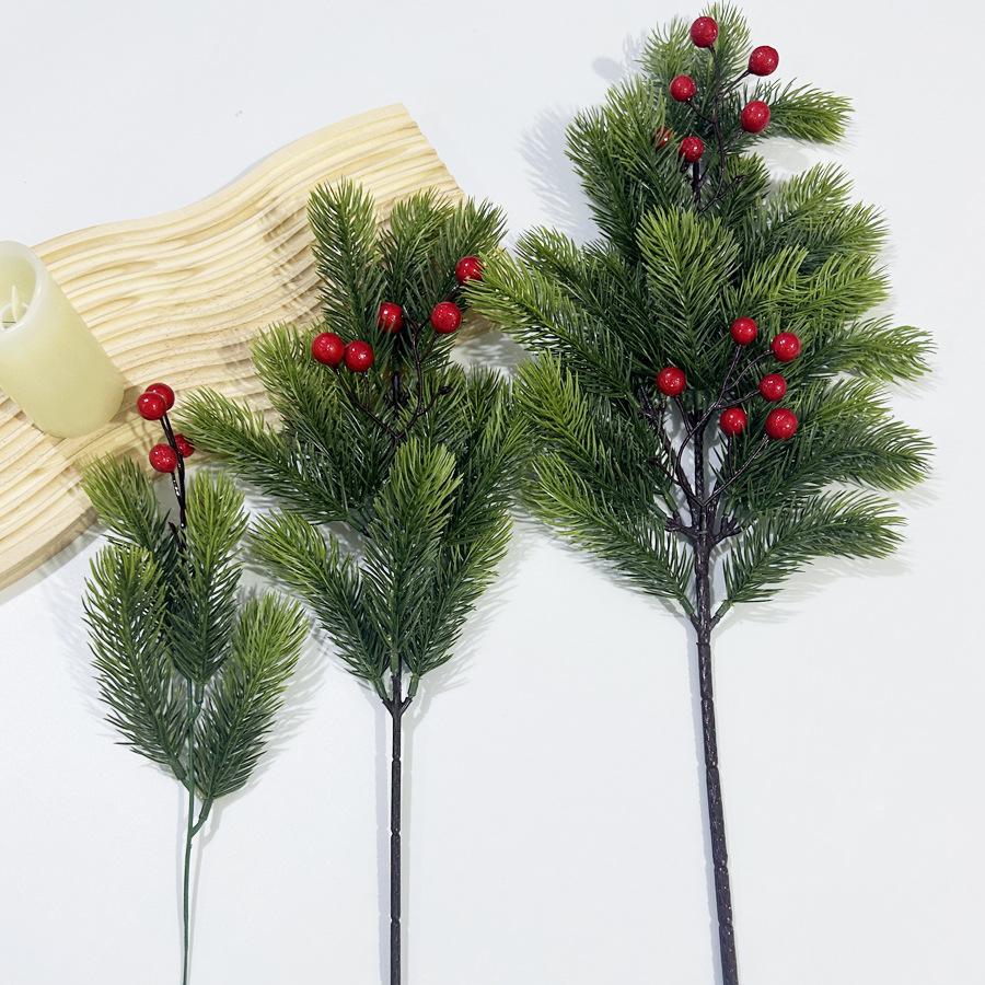 Christmas Red Fruit Pine Needles, Artificial Simulation Green Plant Diy Accessories Decorative Flower Home Creative Ornament
