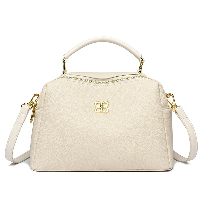 Women's Simple Solid Color PU Leather Handbag New Fashion Design Large Capacity Shoulder Bag Female Crossbody Tote Messenger Bag