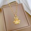 Full Diamond Three-Dimensional Bear Light Luxury Temperament Gorgeous Full Diamond Necklace Female Versatile Collarbone Chain Titanium Steel Chain