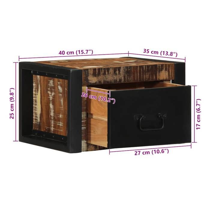 VidaXL Tables de chevet 2 pcs multicolore 40x35x25cm bois récupération, armoire de lit, meuble de chambre à coucher, table 4015948