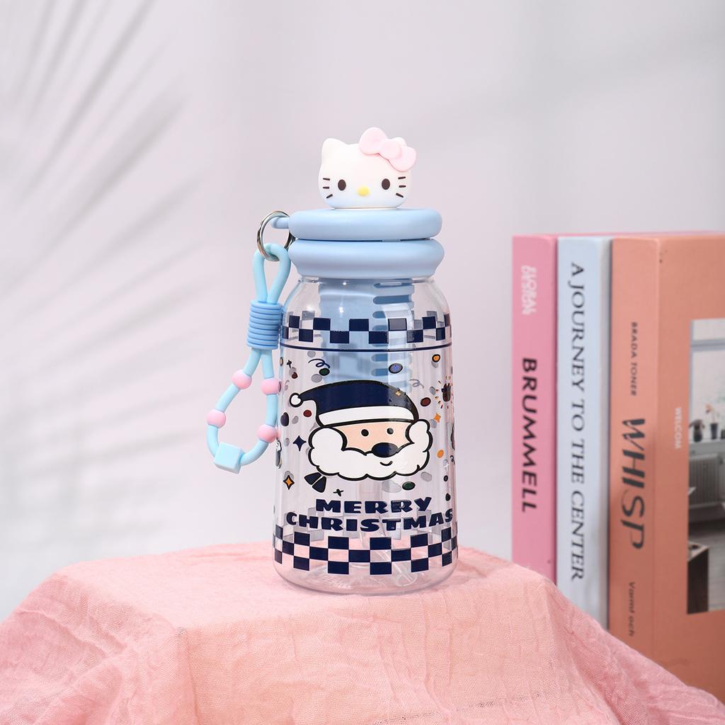 Water bottle new creative cartoon straw cup with tea partition high temperature resistant anti-drop plastic cup outdoor camping portable cup