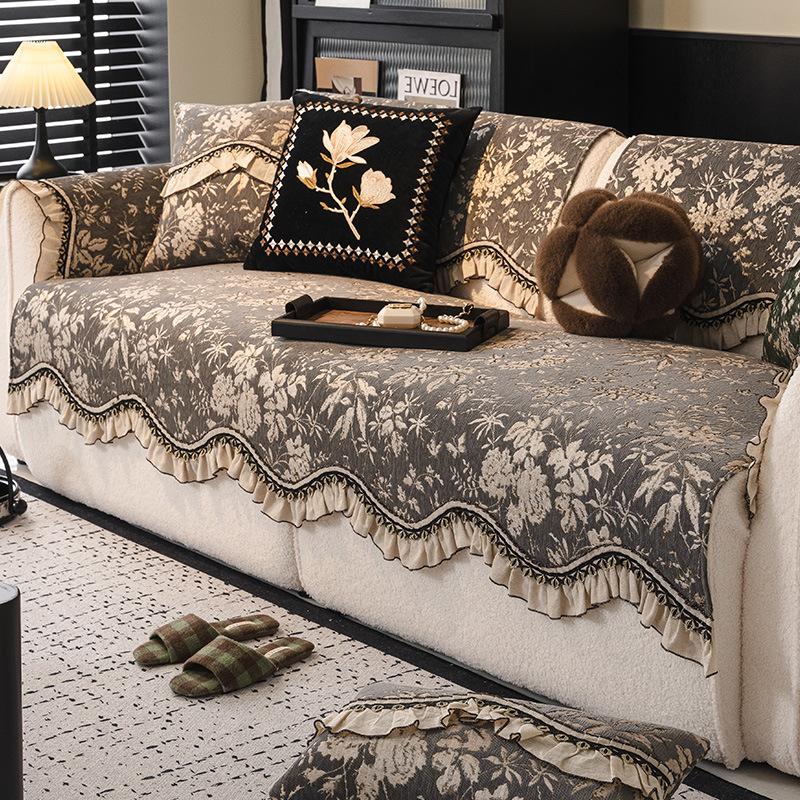 French Special-Shaped Sofa Cushion Light Luxury High-End Non-Slip Straight Row Sofa Seat Cushion Universal In All Seasons New Cover Towel