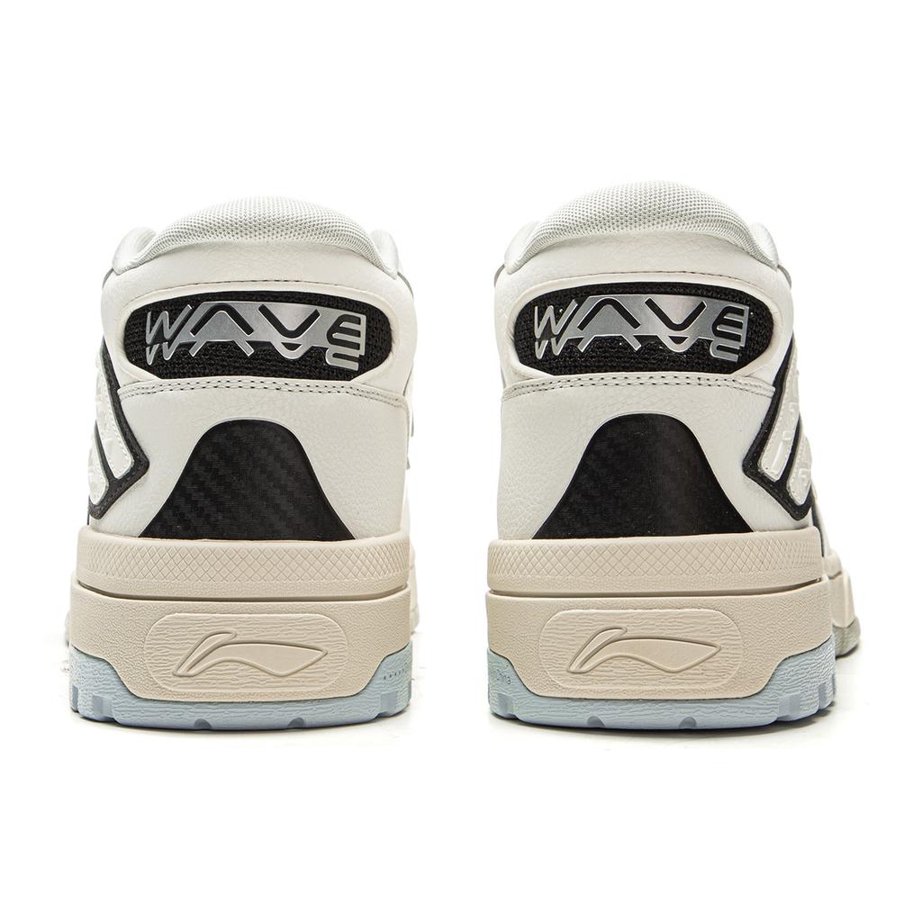 Li Ning Wave MID FLEECE Thermal Slip Resistant Mid top Skateboard Shoes Unisex White AGCV381-1