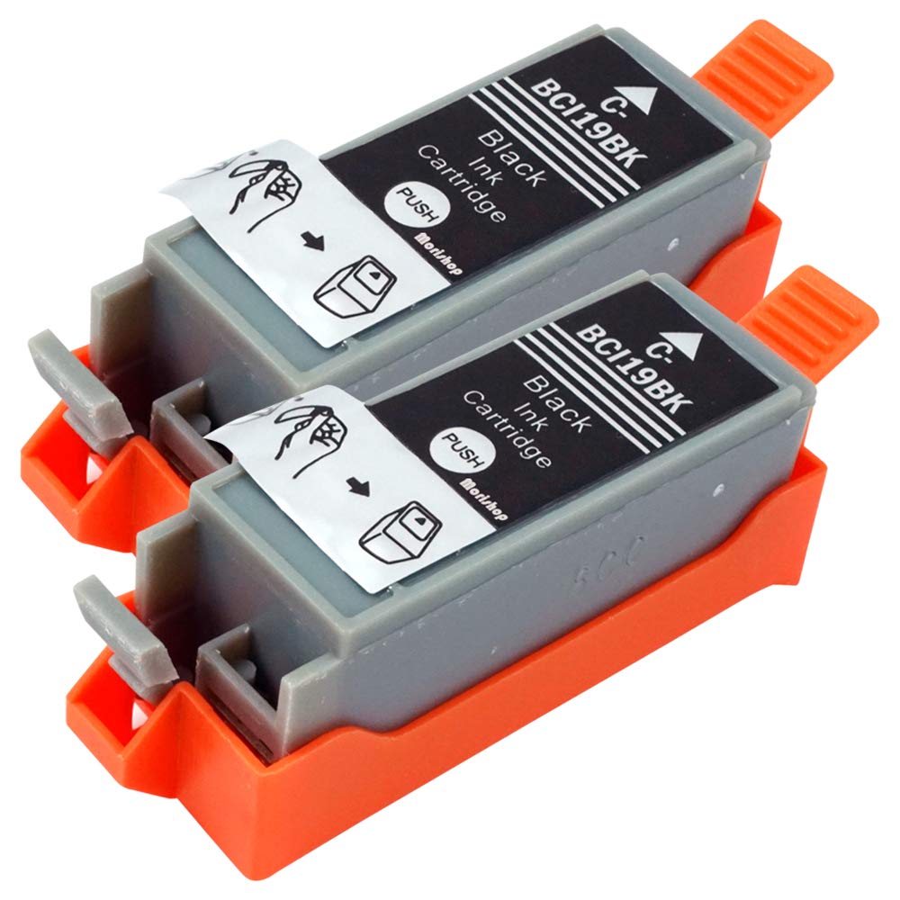 

Morishop x 2 Black Compatible Ink Cartridges for with Level Latest IC for PIXUS and BCI-19BK Canon, TR153, Indicator, Chip, BCI-19, iP110, iP100,