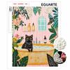 Pearl Painting Kit 5D/DIY Pearl Mosaic Inlaid Black Cat Bathing Tropical Plants Home Wall Decoration Art