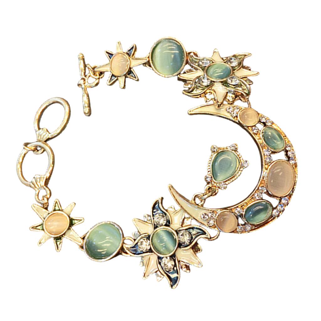 Elegant Sun Moon Star Shape Bracelet Featuring Natural Rhinestones Opal In Bohemian Style for Daily Wear Dates Parties