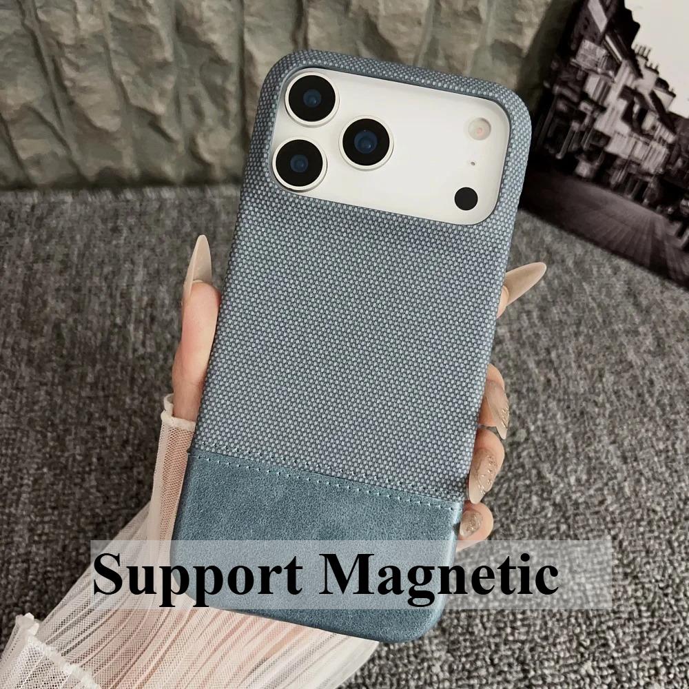 Business Skin Feel Leather for Magsafe Case for IPhone 16 15 14 Plus 13 12 17 Pro Max Air Ultra Thin Magnetic Frameless Cover