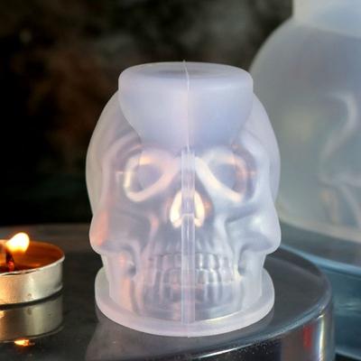 Moule en résine de crâne 3D d'halloween, bricolage artisanal, argile époxy, bougie, cire, moulage de résine, cicatrice, décoration de crâne, moule en Silicone